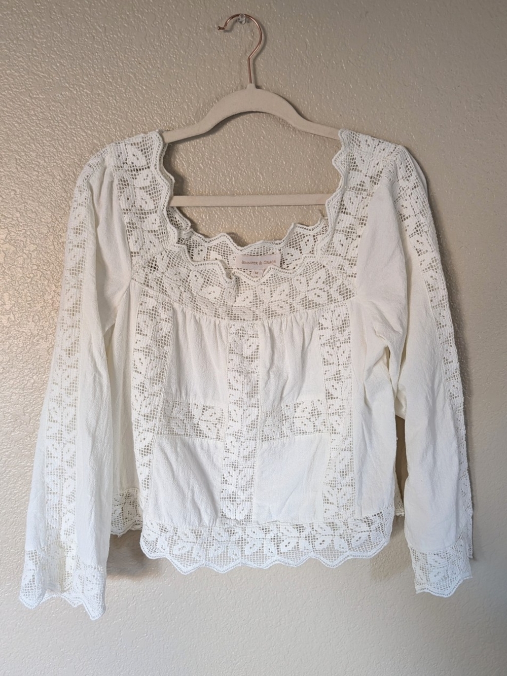 Lace Trim Peasant Blouse